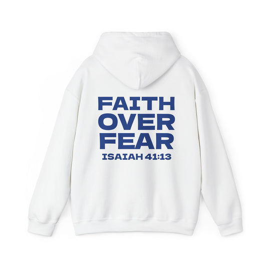 Faith over Fear Hoodie White/Blue