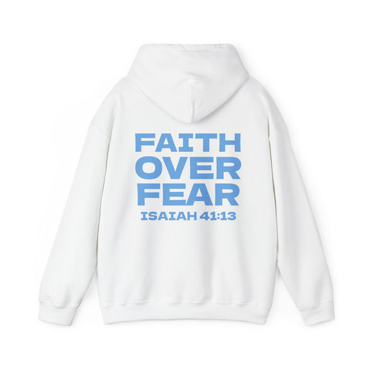 Faith over Fear Hoodie White/Light blue